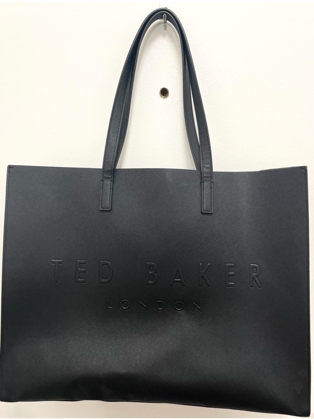 Ted Baker Black Embossed Logo Messenger Tote